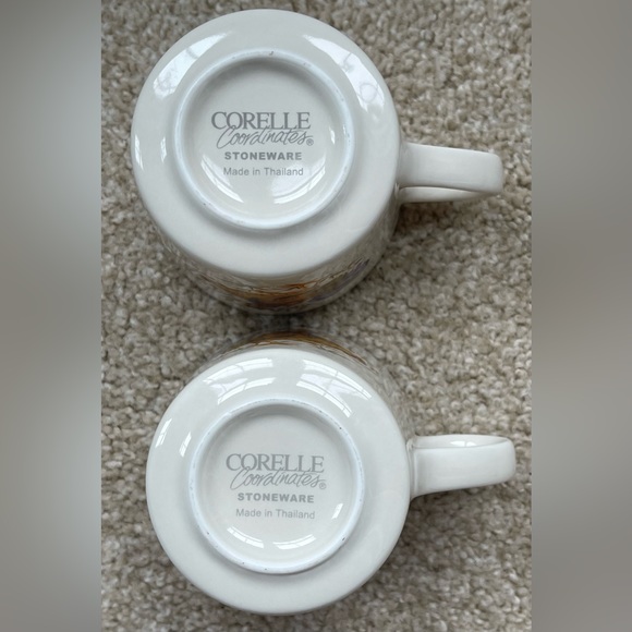 EUC Vintage Corelle Coordinates STONEWARE Set of 2 Rooster Chicken Graphic Mugs - Picture 3 of 6